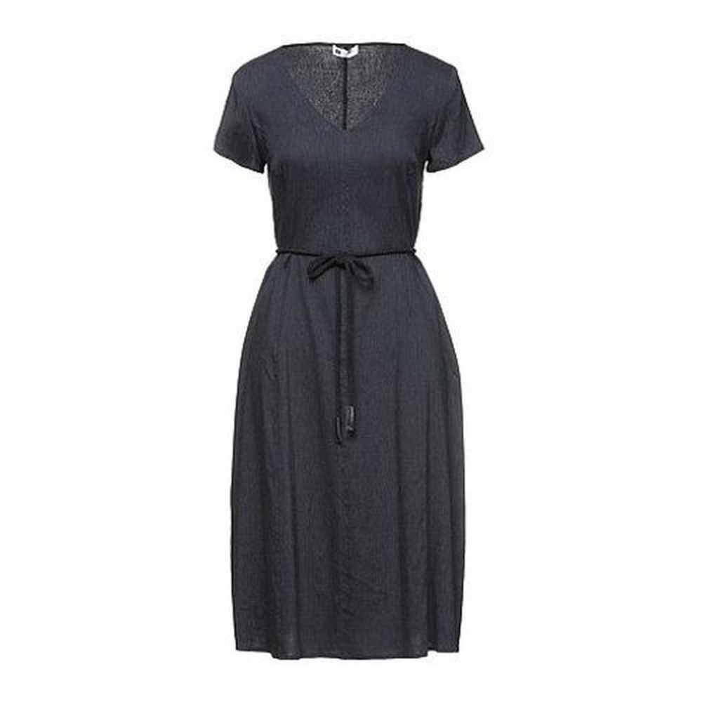 NWT $370 Diana Gallesi Navy Blue Linen Midi‎ Dress Size 6
